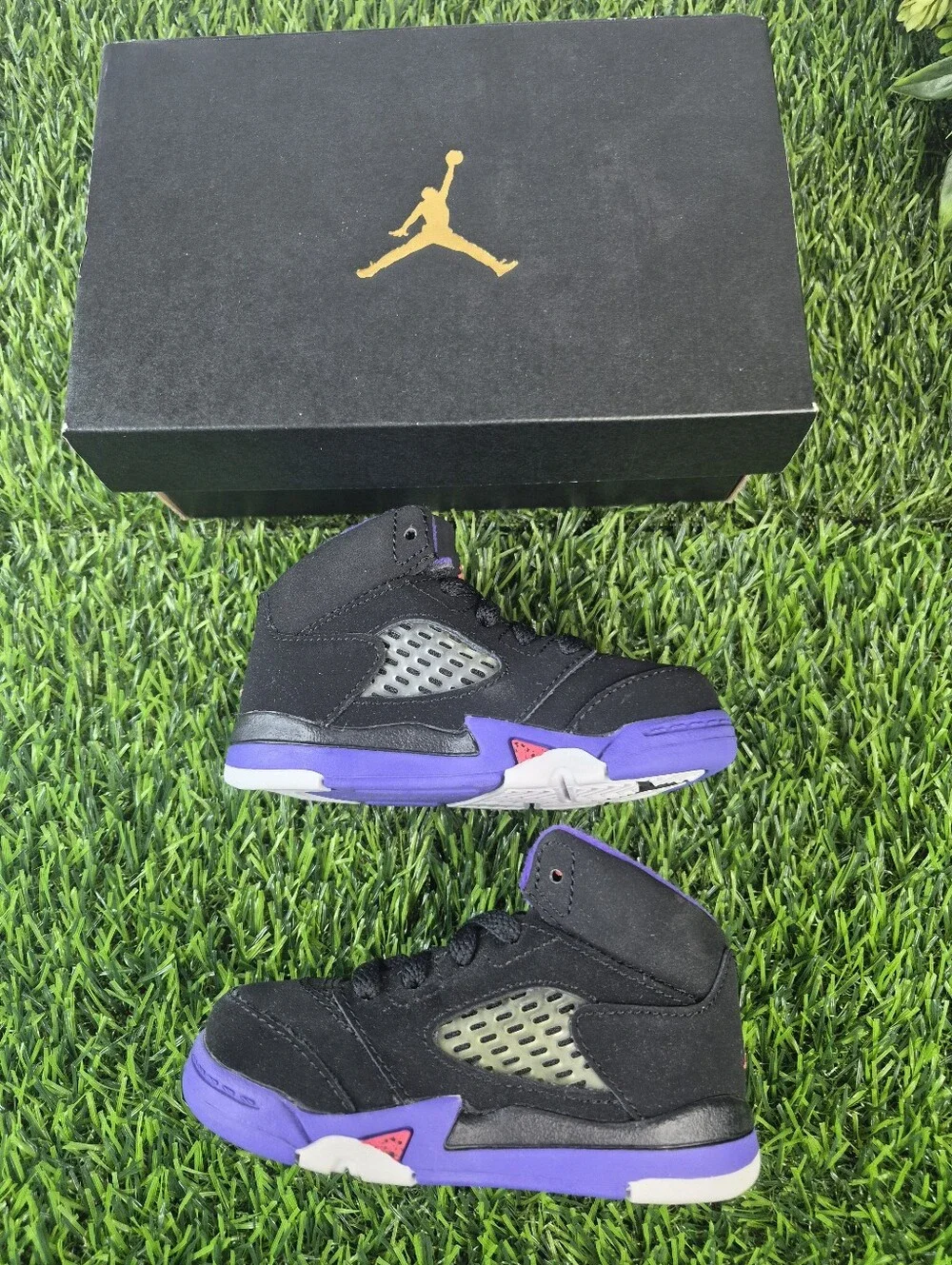 Nike Air Jordan 5 Retro GT Raptors Toddler Size 5C Black Purple 725172-017